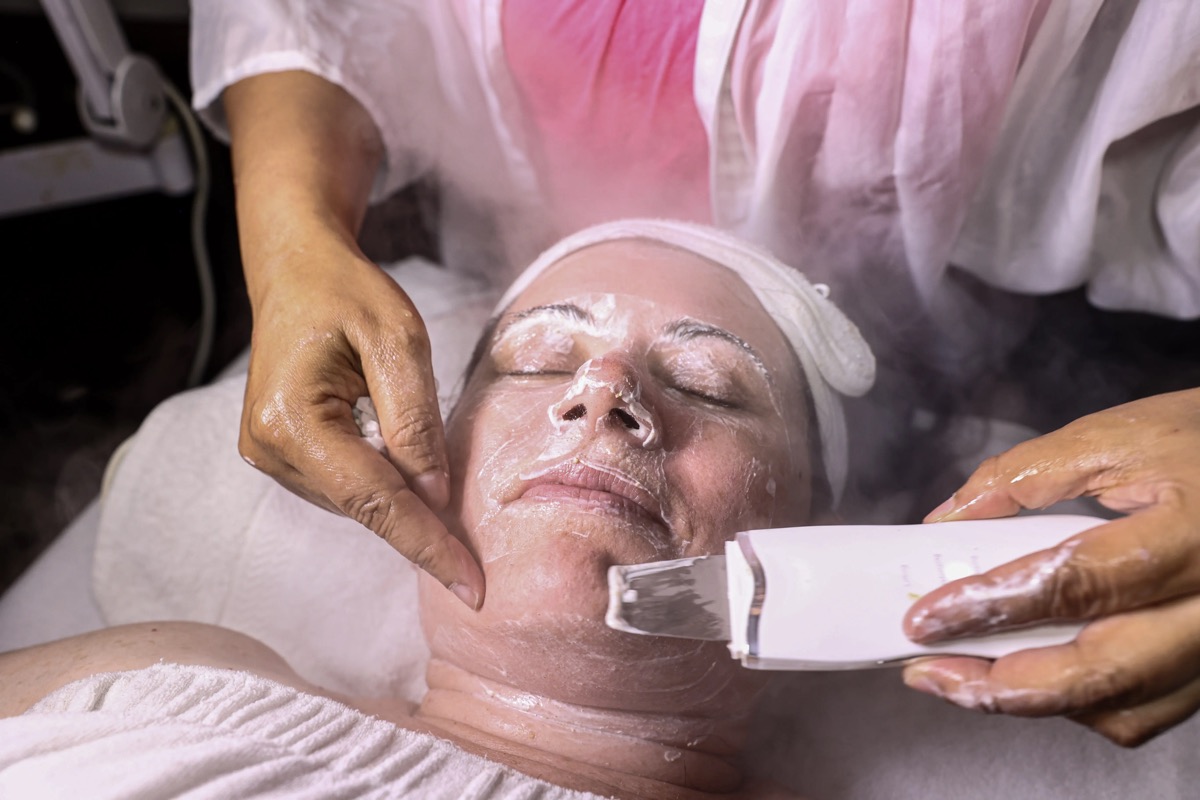 Precision skincare tool used during a facial treatment
