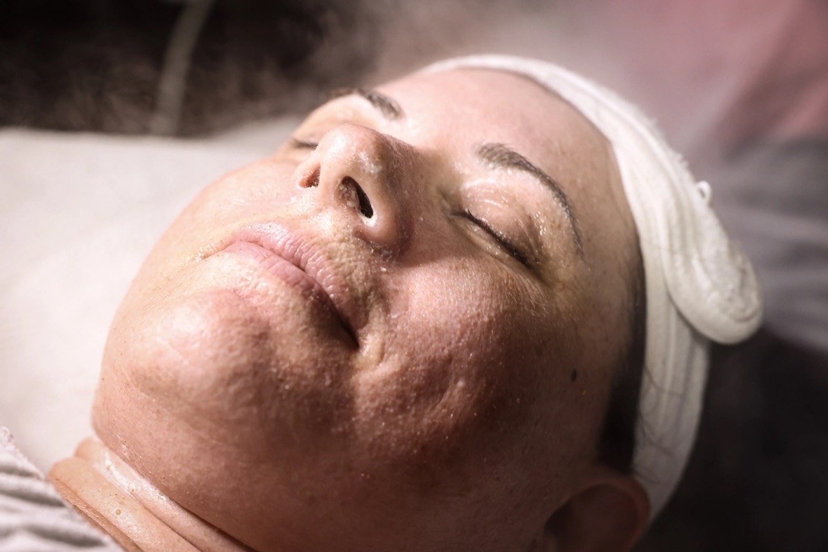 Professional facial technique in the spa studio